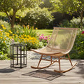 Christopher Knight Home Nadine Modern Metal Patio Seating Set with Rocking Chair and Ceramic Tabletop