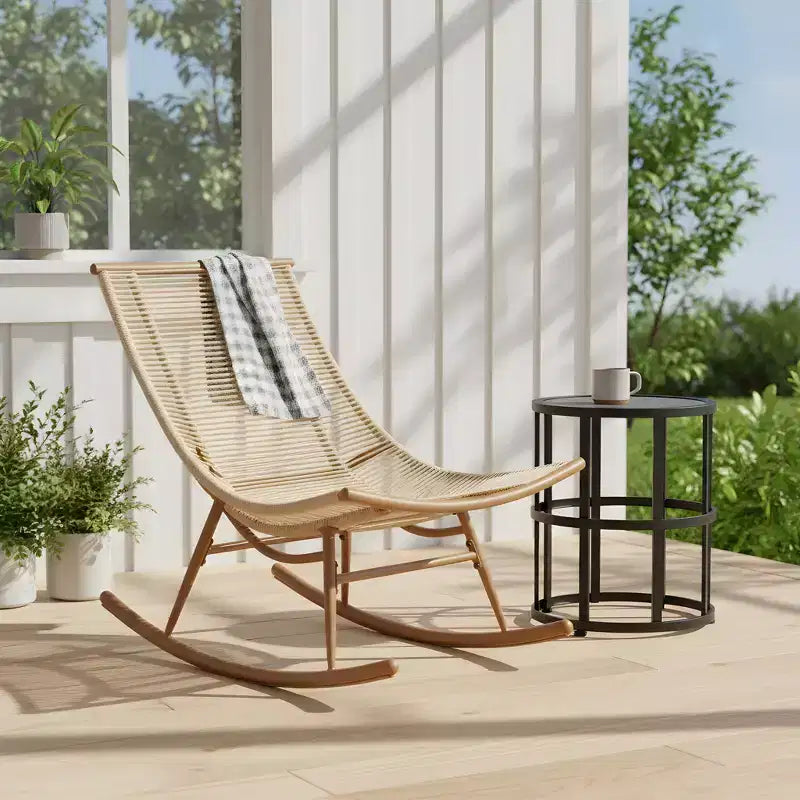 Set di sedute da patio Christopher Knight Home Nadine, moderno in metallo, con sedia a dondolo e piano del tavolo in ceramica