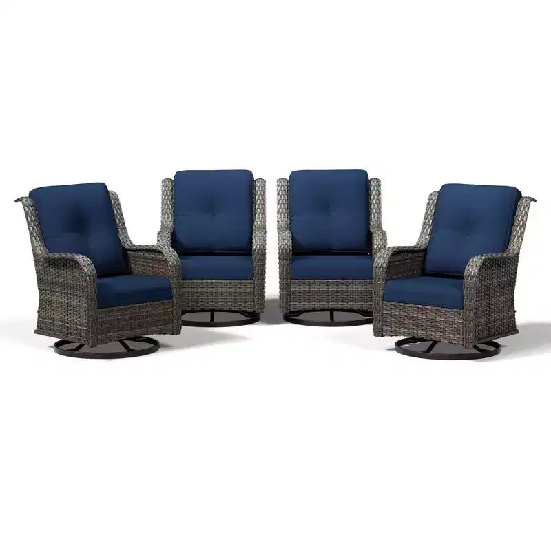 Conjunto de 4 sillas mecedoras giratorias para exterior UPTIOT