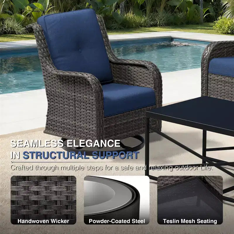 Conjunto de 4 sillas mecedoras giratorias para exterior UPTIOT