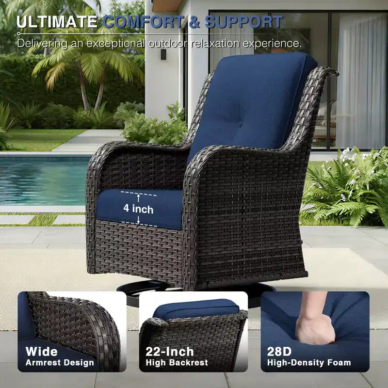Conjunto de 4 sillas mecedoras giratorias para exterior UPTIOT