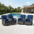 Conjunto de 4 sillas mecedoras giratorias para exterior UPTIOT