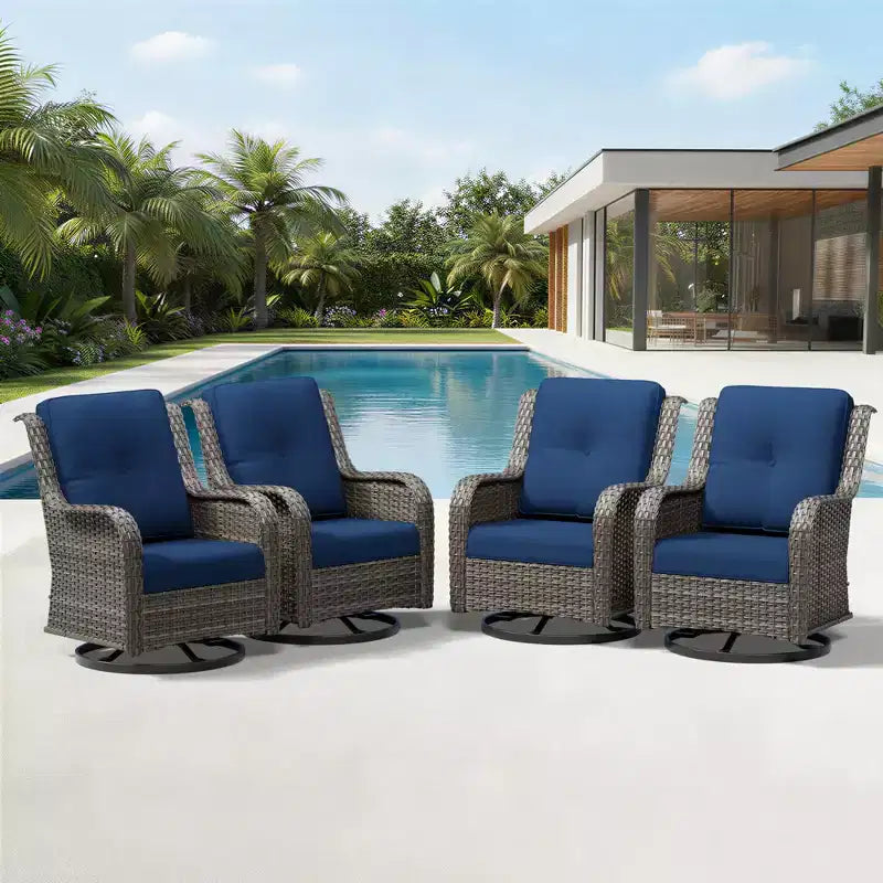 Conjunto de 4 sillas mecedoras giratorias para exterior UPTIOT