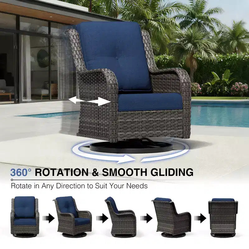 Conjunto de 4 sillas mecedoras giratorias para exterior UPTIOT