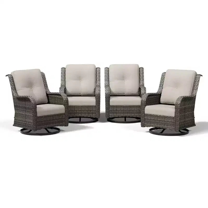 Conjunto de 4 sillas mecedoras giratorias para exterior UPTIOT