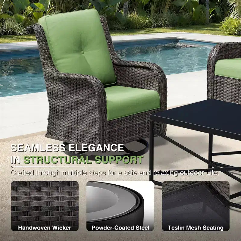 Conjunto de 4 sillas mecedoras giratorias para exterior UPTIOT