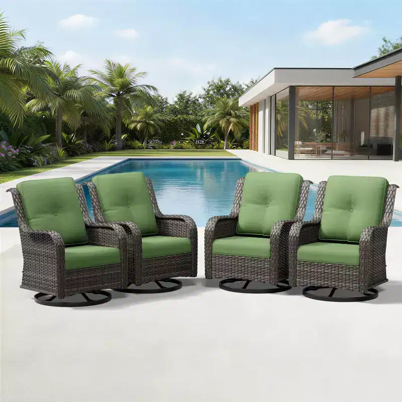 Conjunto de 4 sillas mecedoras giratorias para exterior UPTIOT