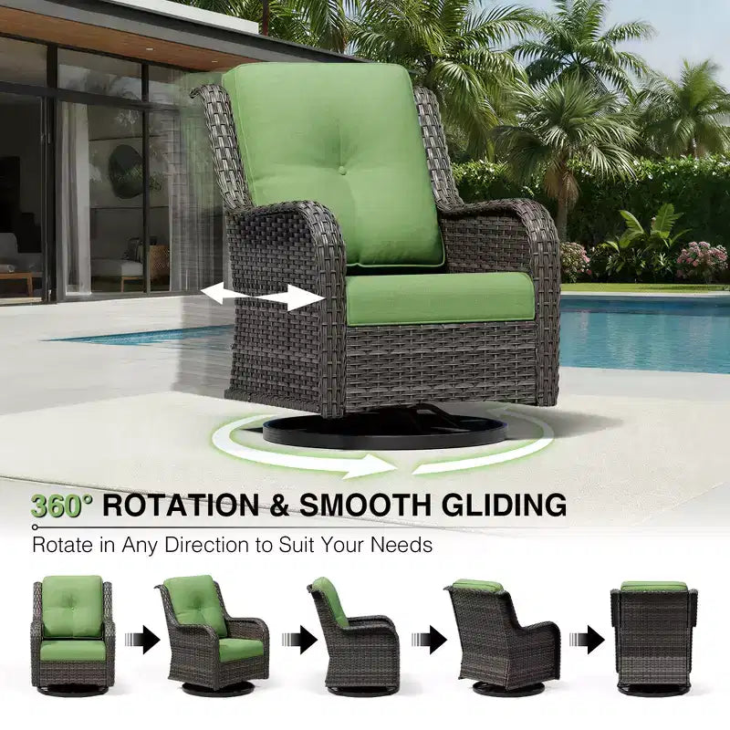 Conjunto de 4 sillas mecedoras giratorias para exterior UPTIOT