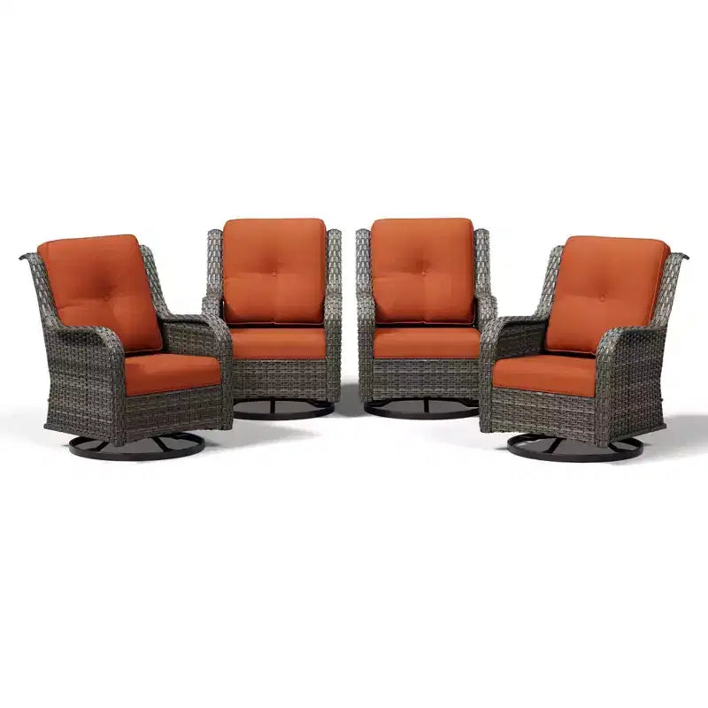 Conjunto de 4 sillas mecedoras giratorias para exterior UPTIOT