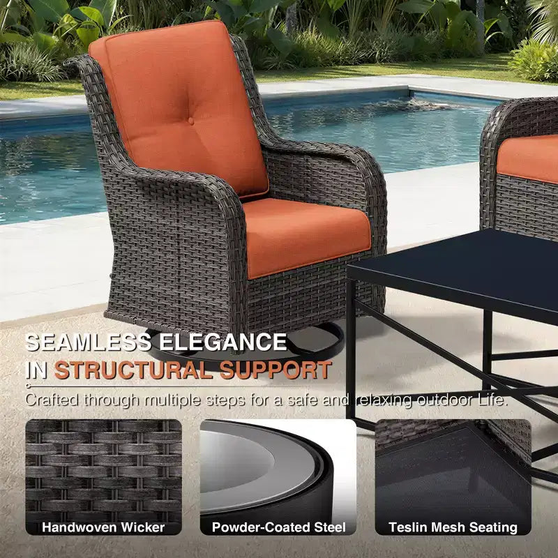Conjunto de 4 sillas mecedoras giratorias para exterior UPTIOT
