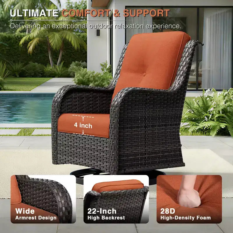 Conjunto de 4 sillas mecedoras giratorias para exterior UPTIOT