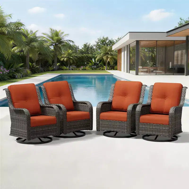 Conjunto de 4 sillas mecedoras giratorias para exterior UPTIOT