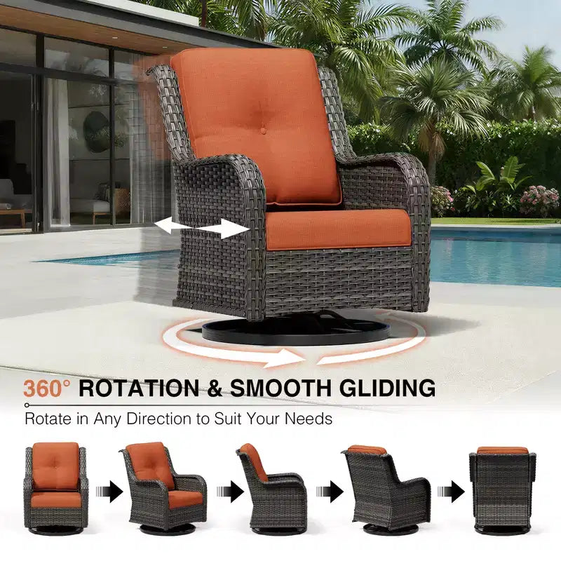 Conjunto de 4 sillas mecedoras giratorias para exterior UPTIOT