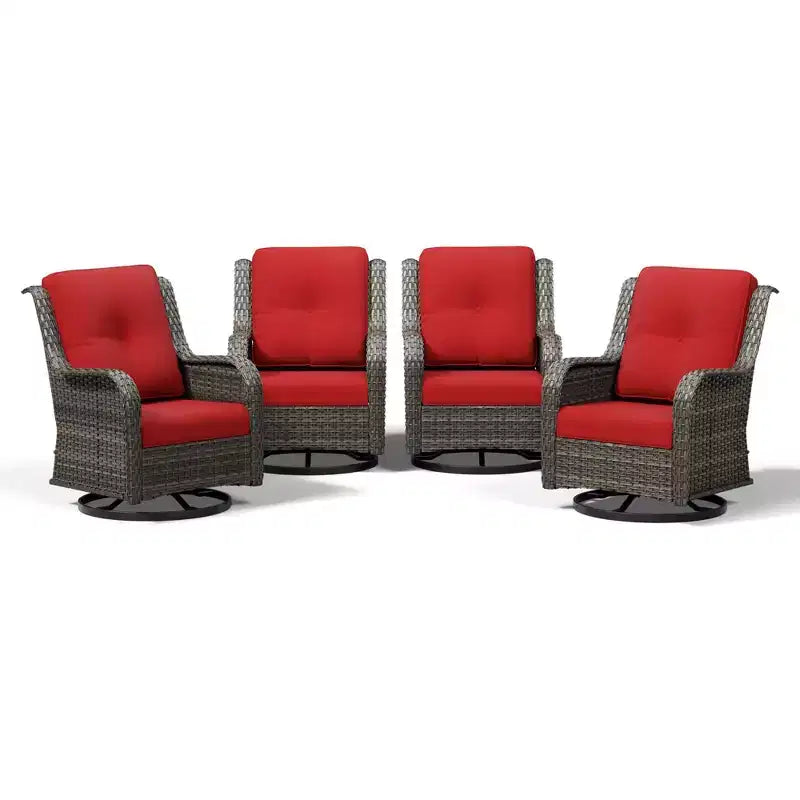 Conjunto de 4 sillas mecedoras giratorias para exterior UPTIOT