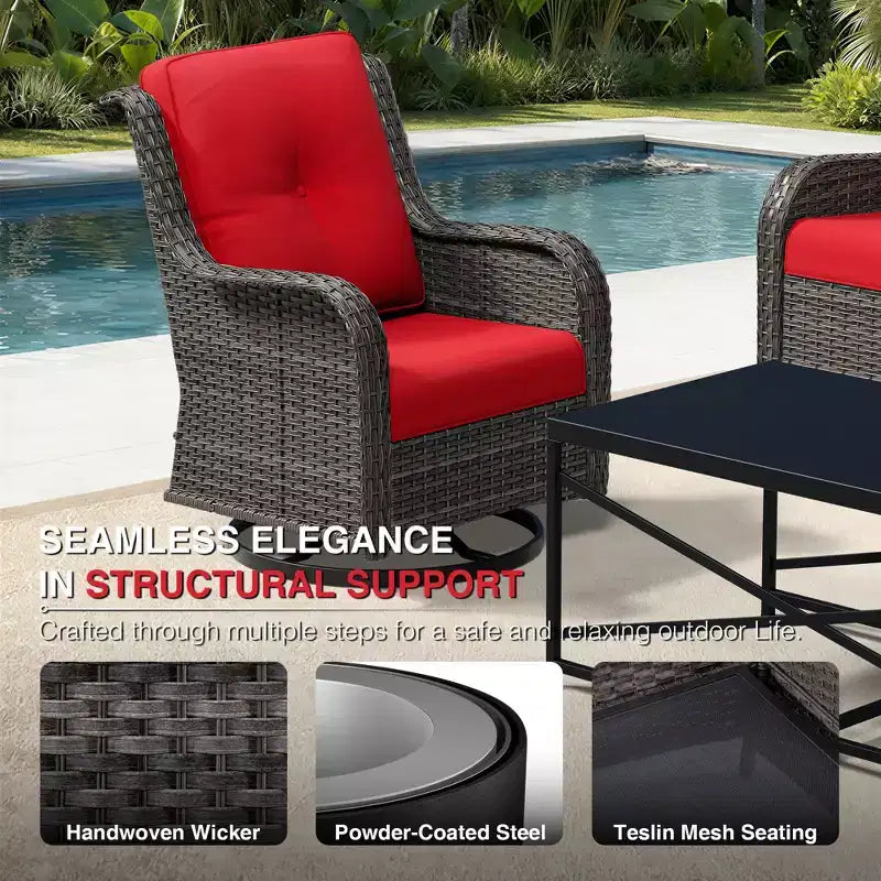 Conjunto de 4 sillas mecedoras giratorias para exterior UPTIOT