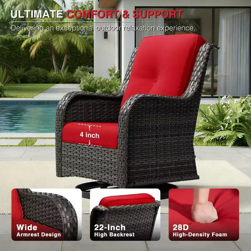 Conjunto de 4 sillas mecedoras giratorias para exterior UPTIOT