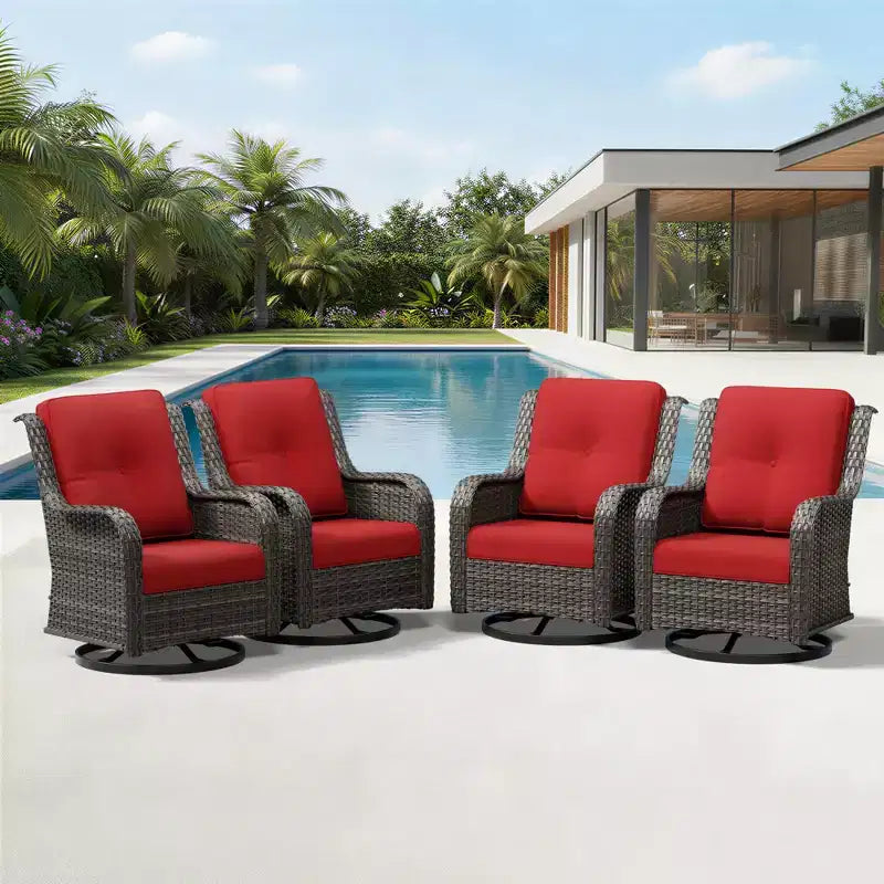 Conjunto de 4 sillas mecedoras giratorias para exterior UPTIOT