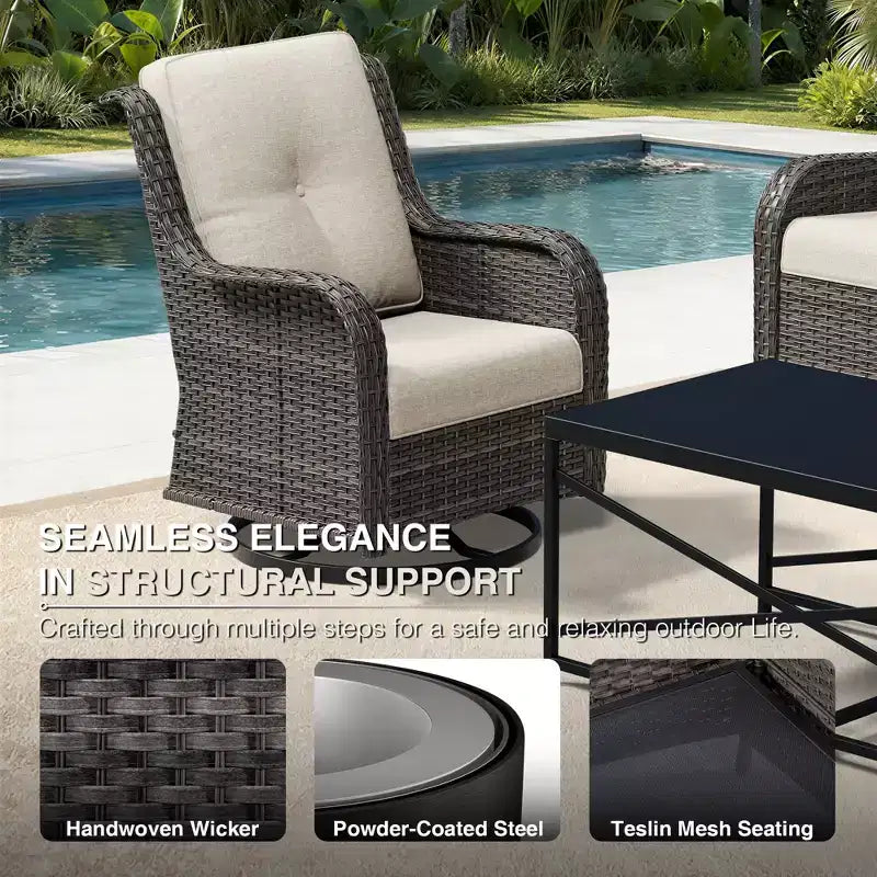 Conjunto de 4 sillas mecedoras giratorias para exterior UPTIOT