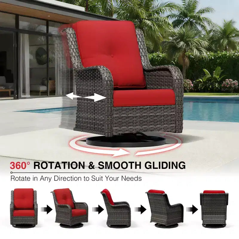 Conjunto de 4 sillas mecedoras giratorias para exterior UPTIOT