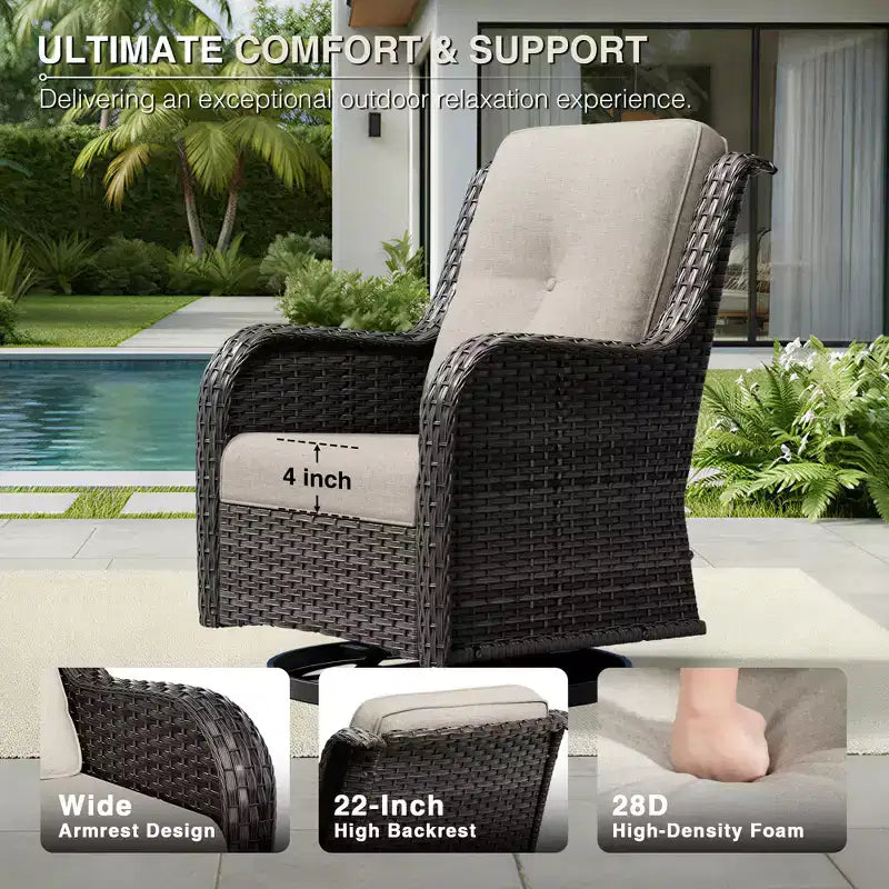 Conjunto de 4 sillas mecedoras giratorias para exterior UPTIOT