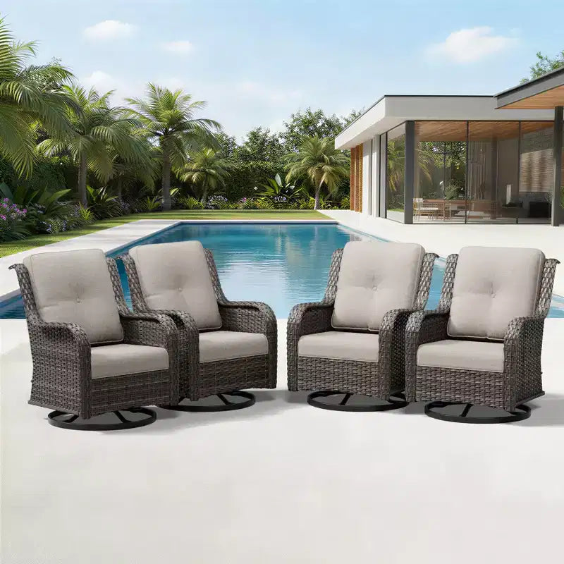 Conjunto de 4 sillas mecedoras giratorias para exterior UPTIOT