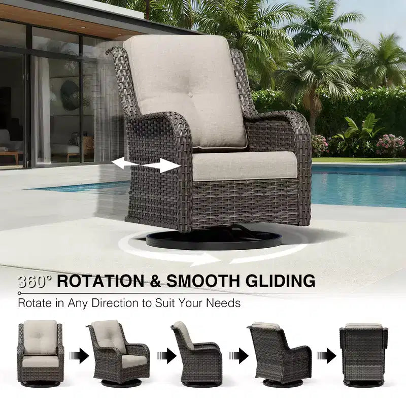 Conjunto de 4 sillas mecedoras giratorias para exterior UPTIOT
