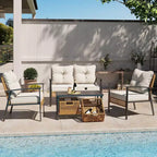 LAUSAINT HOME 4-delige rotan zitset, comfortabele extra ruime tuinmeubelset voor buiten