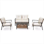LAUSAINT HOME 4-delige rotan zitset, comfortabele extra ruime tuinmeubelset voor buiten