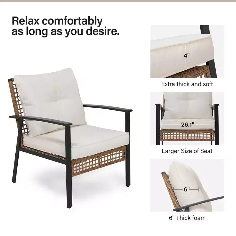 LAUSAINT HOME 4-delige rotan zitset, comfortabele extra ruime tuinmeubelset voor buiten