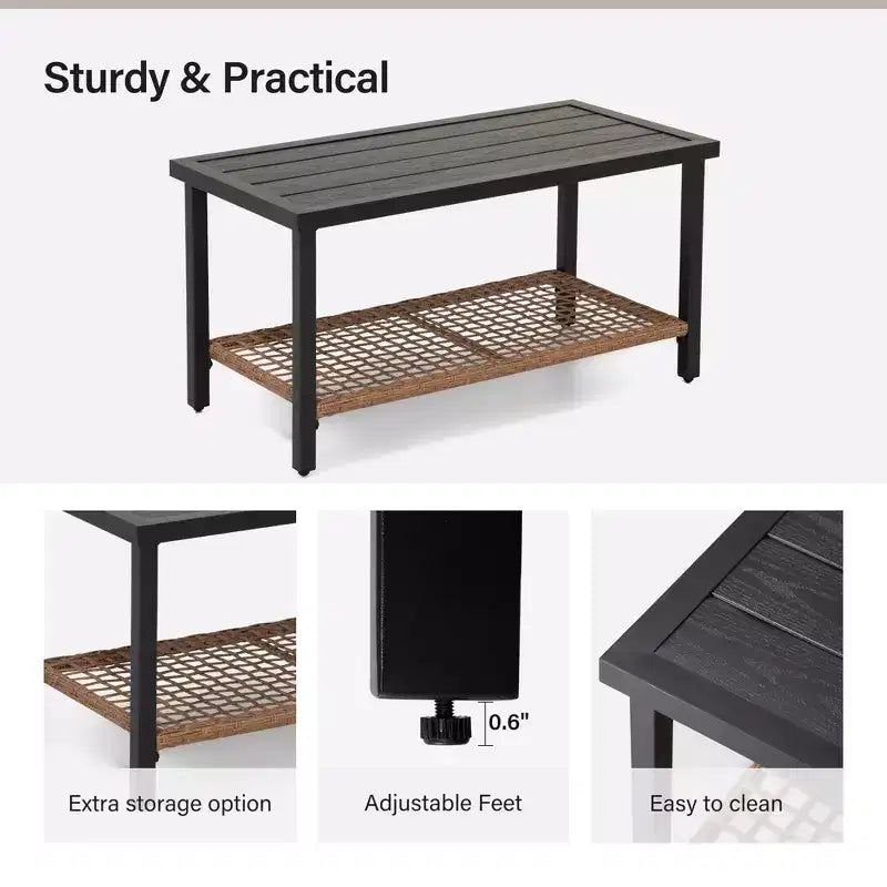 LAUSAINT HOME 4-delige rotan zitset, comfortabele extra ruime tuinmeubelset voor buiten