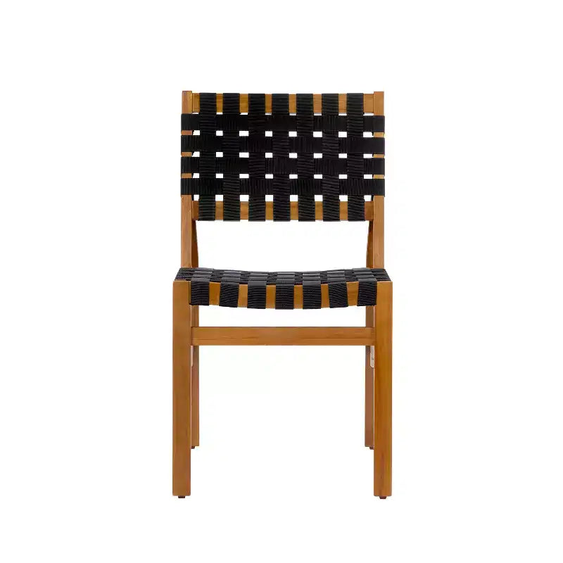 Conjunto de 7 piezas de sillas laterales modernas de acacia para patio con cuerda tejida de PE y mesa con listones Ratchanon de Christopher Knight Home