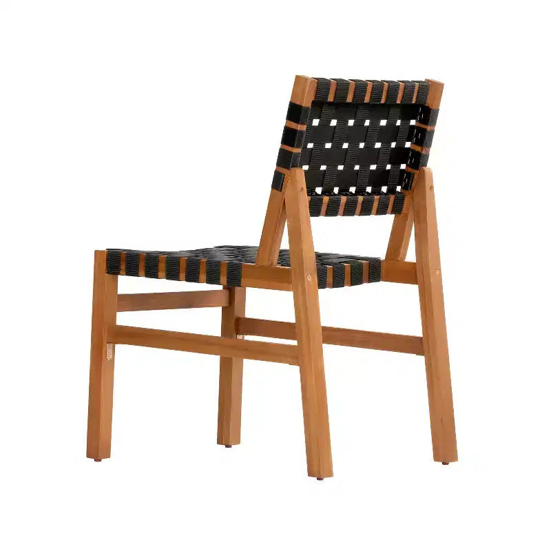 Conjunto de 7 piezas de sillas laterales modernas de acacia para patio con cuerda tejida de PE y mesa con listones Ratchanon de Christopher Knight Home
