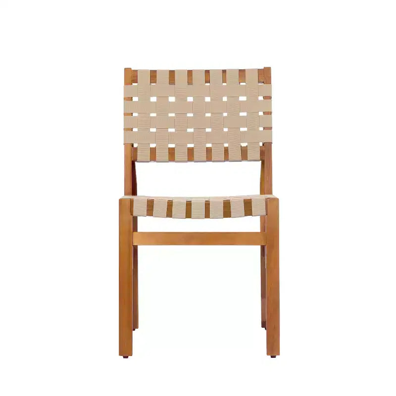 Conjunto de 7 piezas de sillas laterales modernas de acacia para patio con cuerda tejida de PE y mesa con listones Ratchanon de Christopher Knight Home