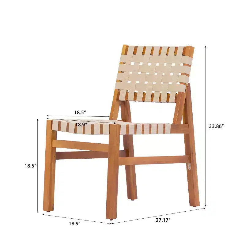Conjunto de 7 piezas de sillas laterales modernas de acacia para patio con cuerda tejida de PE y mesa con listones Ratchanon de Christopher Knight Home