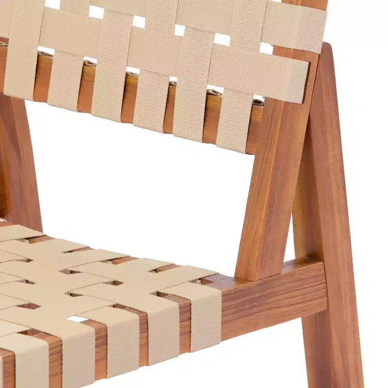 Conjunto de 7 piezas de sillas laterales modernas de acacia para patio con cuerda tejida de PE y mesa con listones Ratchanon de Christopher Knight Home