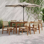 Christopher Knight Home Ratchanon Modern 7 Piece Acacia Wood Patio Side Chairs with PE Woven Rope and Slatted Table