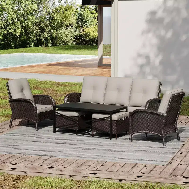 UPTIOT Premium Outdoor Patio Set with Coffee Table & High-Density Cushions for Garden Relaxation
