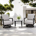 Aluminum Patio Swivel Chair Set of 3, Outdoor Patio Furniture Set with Sunbrella Cushions and Side Table for Deck, Garden or Balcony-Panipeachy