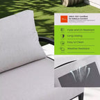 Set van 3 aluminium draaistoelen voor terras, tuinmeubelset voor buiten met Sunbrella-kussens en bijzettafel voor terras, tuin of balkon – Panipeachy