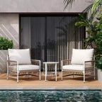 3-PCS Boho Patio Furniture Set with 2 Lounge Chairs & Glass Top Side Table, Outdoor Conversation Set for Backyard or Poolside-Panipeachy