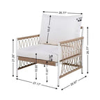 Conjunto de muebles bohemios para patio de 3 piezas, con 2 sillas de descanso y mesa auxiliar con tablero de vidrio, conjunto de conversación para exteriores ideal para jardín o junto a la piscina - Panipeachy
