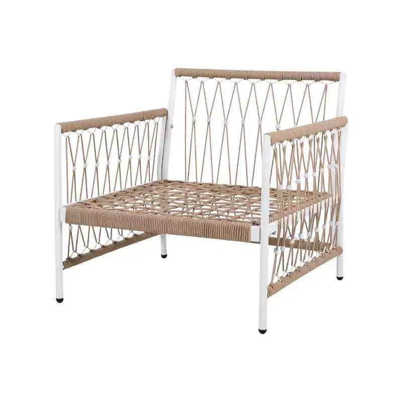 Conjunto de muebles bohemios para patio de 3 piezas, con 2 sillas de descanso y mesa auxiliar con tablero de vidrio, conjunto de conversación para exteriores ideal para jardín o junto a la piscina - Panipeachy