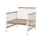 Conjunto de muebles bohemios para patio de 3 piezas, con 2 sillas de descanso y mesa auxiliar con tablero de vidrio, conjunto de conversación para exteriores ideal para jardín o junto a la piscina - Panipeachy