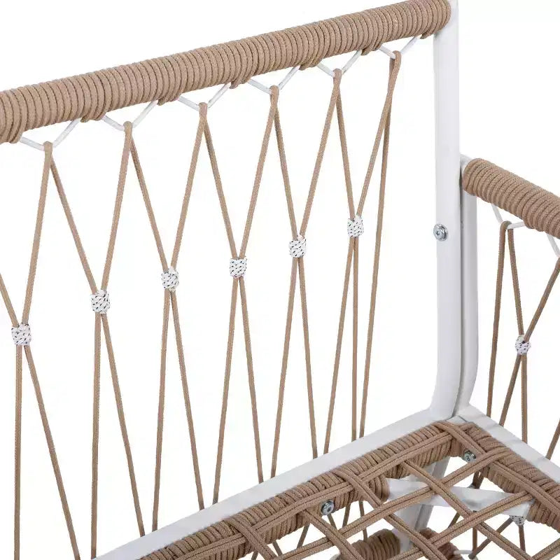 Conjunto de muebles bohemios para patio de 3 piezas, con 2 sillas de descanso y mesa auxiliar con tablero de vidrio, conjunto de conversación para exteriores ideal para jardín o junto a la piscina - Panipeachy