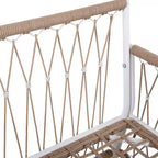 Conjunto de muebles bohemios para patio de 3 piezas, con 2 sillas de descanso y mesa auxiliar con tablero de vidrio, conjunto de conversación para exteriores ideal para jardín o junto a la piscina - Panipeachy