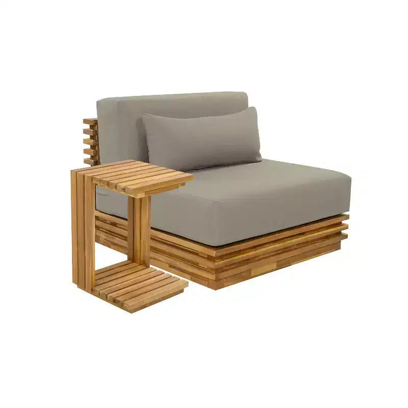 Conjunto de conversación de 2 piezas Weston de Christopher Knight Home, con sillón moderno de acacia para patio, mesa auxiliar y cojines