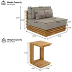 Conjunto de conversación de 2 piezas Weston de Christopher Knight Home, con sillón moderno de acacia para patio, mesa auxiliar y cojines