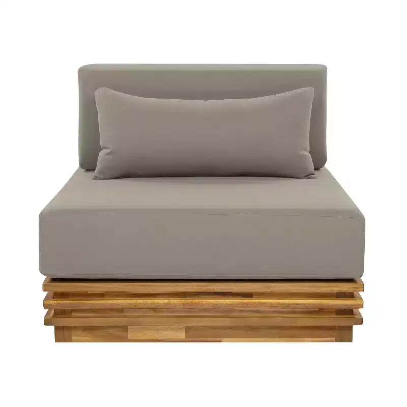 Conjunto de conversación de 2 piezas Weston de Christopher Knight Home, con sillón moderno de acacia para patio, mesa auxiliar y cojines