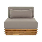 Conjunto de conversación de 2 piezas Weston de Christopher Knight Home, con sillón moderno de acacia para patio, mesa auxiliar y cojines