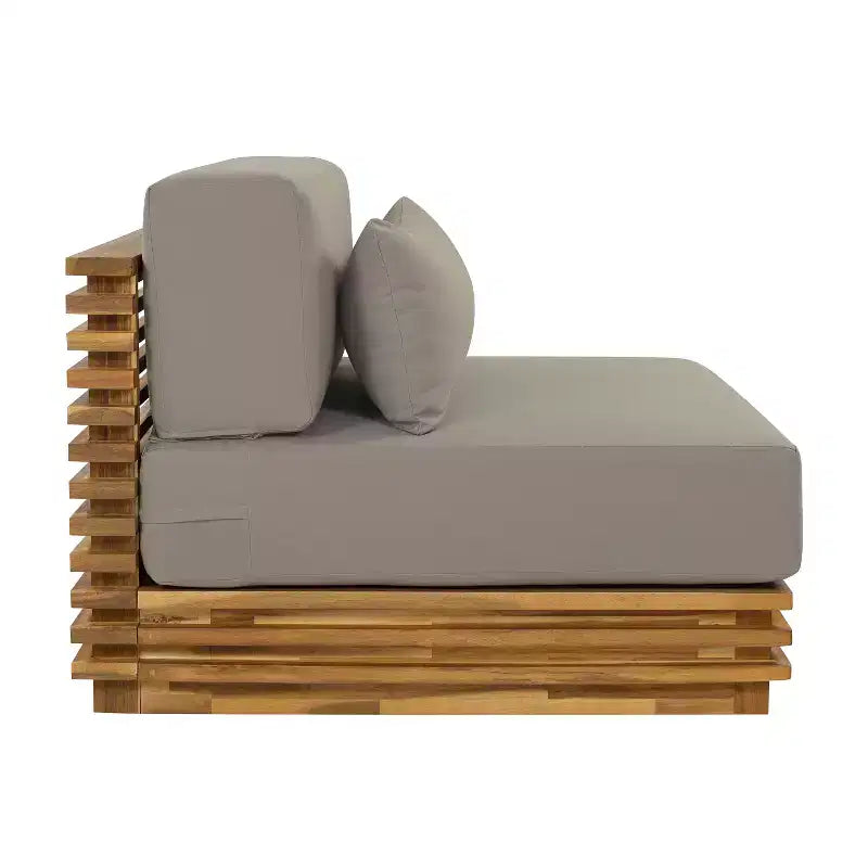 Conjunto de conversación de 2 piezas Weston de Christopher Knight Home, con sillón moderno de acacia para patio, mesa auxiliar y cojines